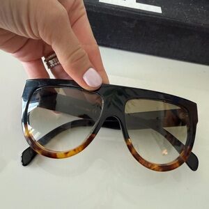 Celine Black and Tortoiseshell Oversized Shield Sunglasses
